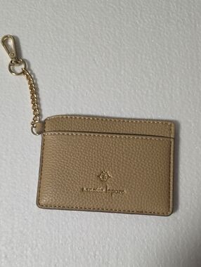 Nanette Lepore Beige Card & Key Holder with Gold Chain